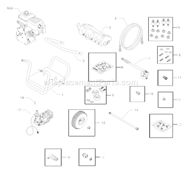 Page B Diagram and Parts List for 1904-1  Briggs and Stratton Pressure Washer